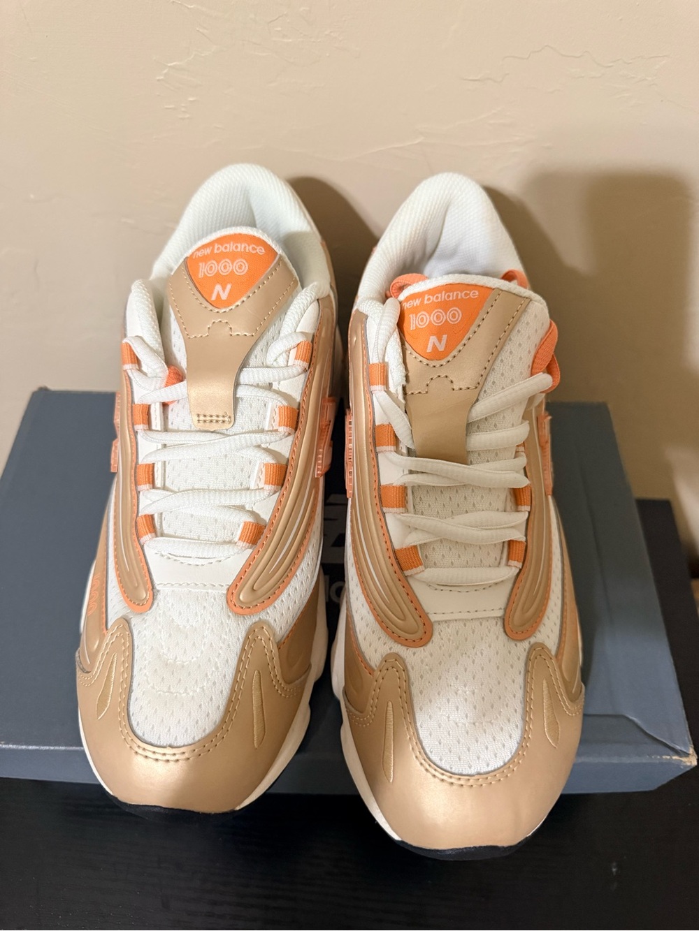 New Balance 1000 Sneakers in White and Peach